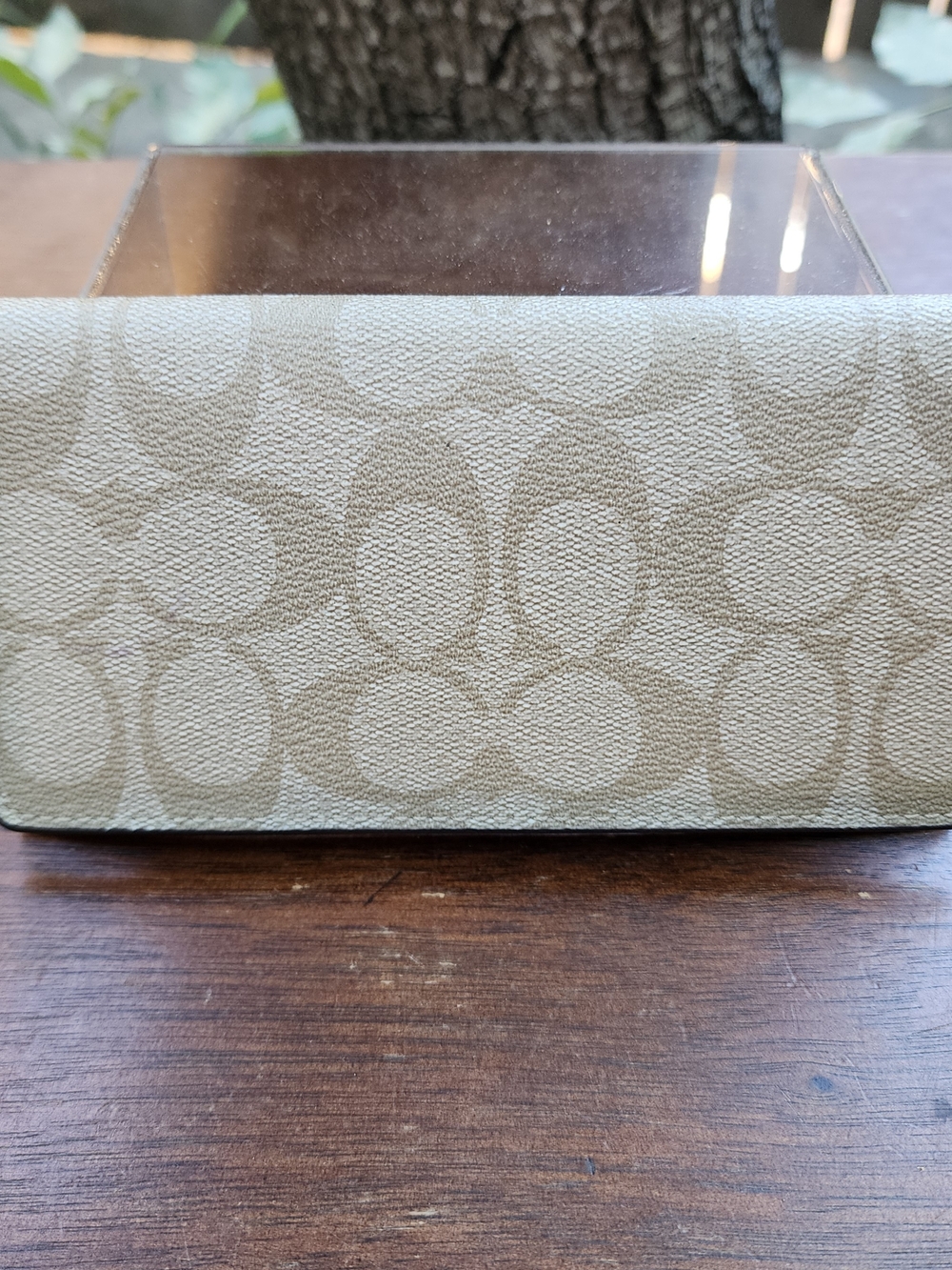 Coach Long Flap Envelope Wallet Light Khaki Beige Signature Canvas Classic